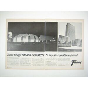 Vintage 1960s Trane Air Conditioning Print Ad 2 Page Wyoming National Bank